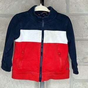 Janie and Jack Red White and Navy Sporty Jacket Size 18-24 Months Front Zip